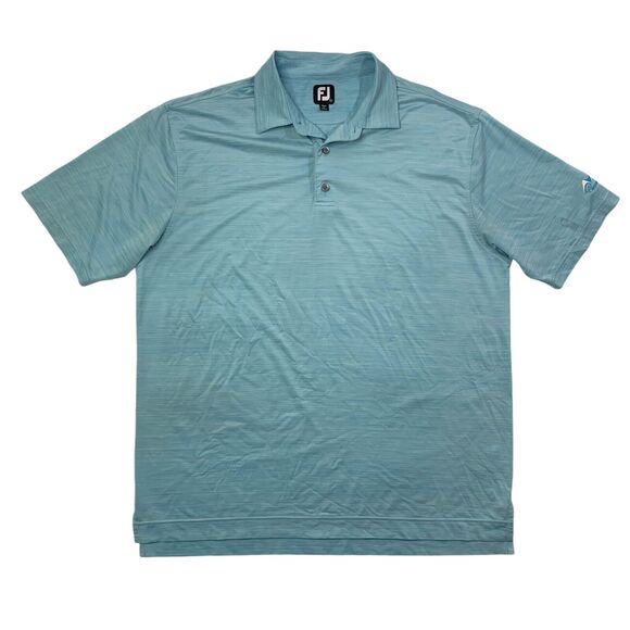 FJ FootJoy Polo Shirt Mens XL Extra Large Sky Blue Prescott Golf Club Droptail - Picture 1 of 13